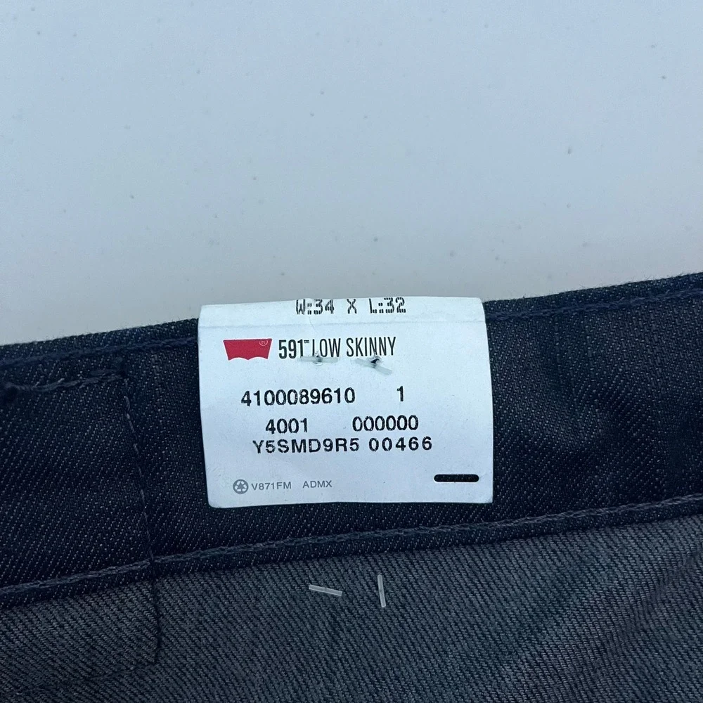 Levis 591 Low Skinny Jeans Mens 34x32 Dark Wash Stretch Denim 05591-XXXX New
